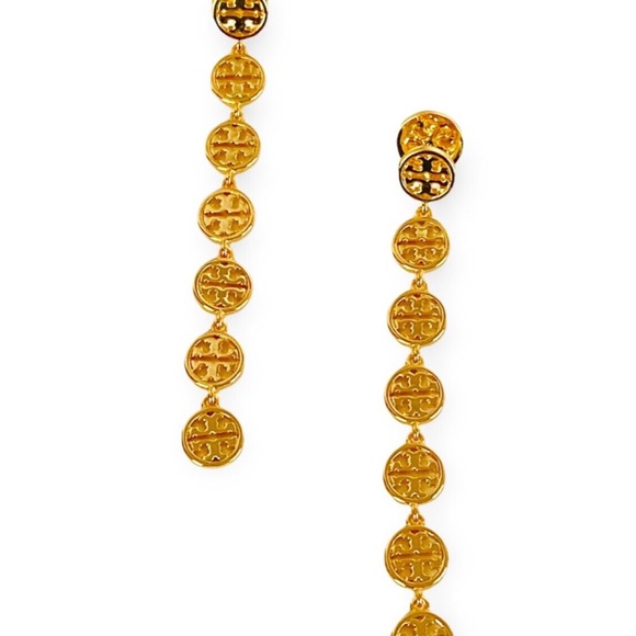 Authentic NEW Tory Burch Linear Logo Drop Earrings - Picture 3 of 4